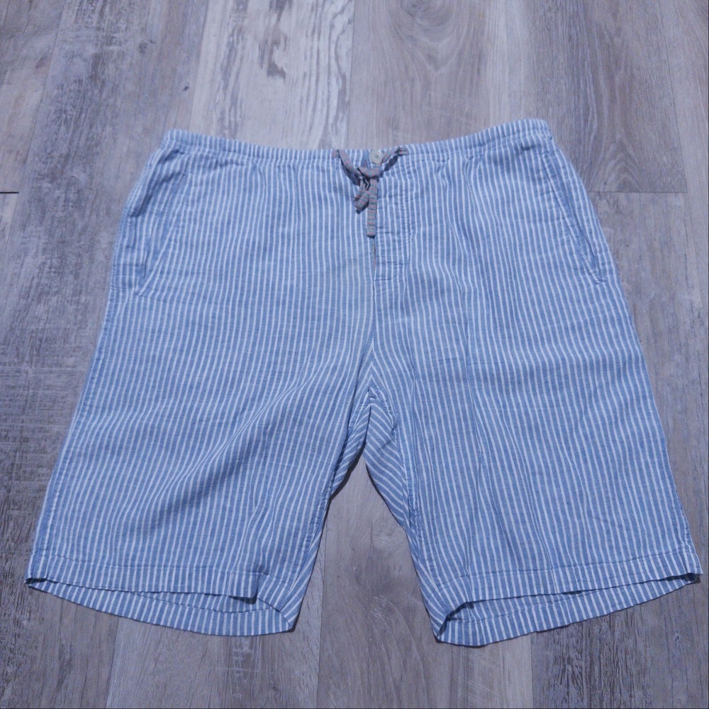 Paul Smith Seersucker Drawstring Shorts Men's 32 Sky Striped Cotton Lounge